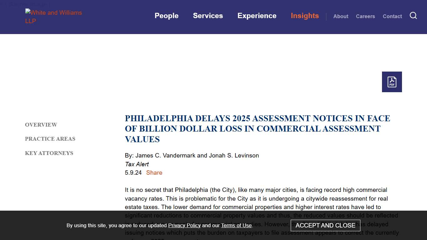 Philadelphia Delays 2025 Assessment Notices in Face of Billion Dollar Loss in Commercial Assessment Values