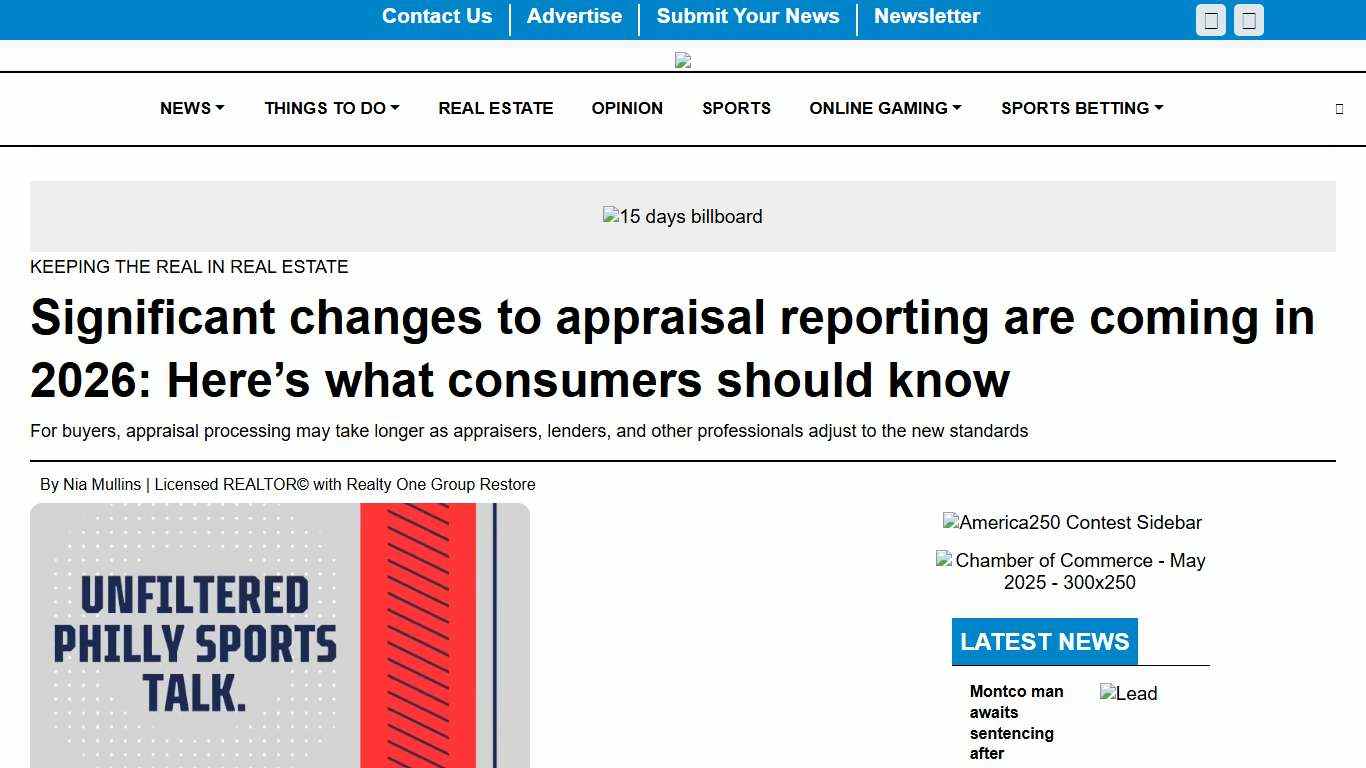 Significant changes to appraisal reporting are coming in 2026: Here’s what consumers should know - North Penn Now