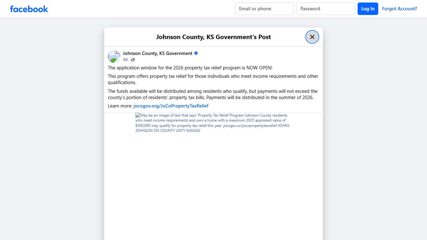 The application window for... - Johnson County, KS Government Facebook